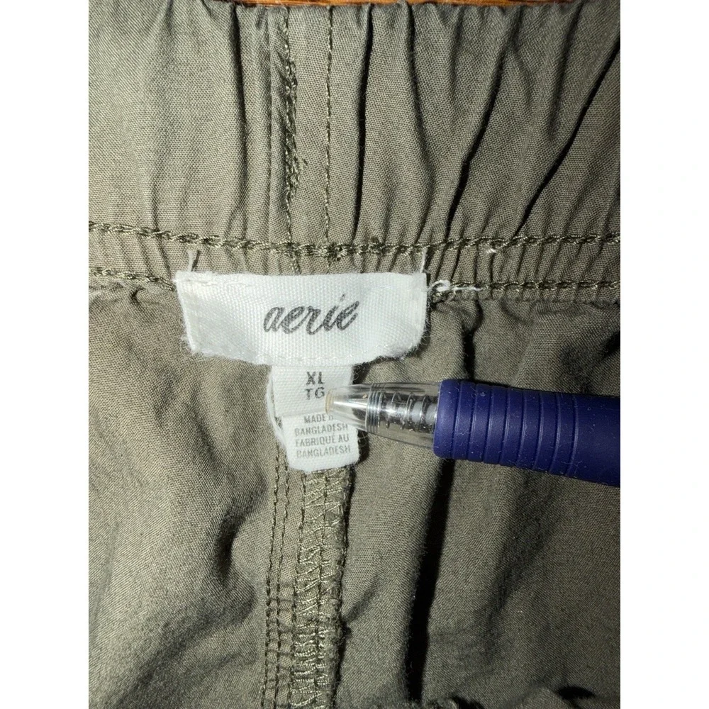 Aerie Wide Leg Cargo Pants Womens XL Army Green Military Parachute - Picture 5 of 9